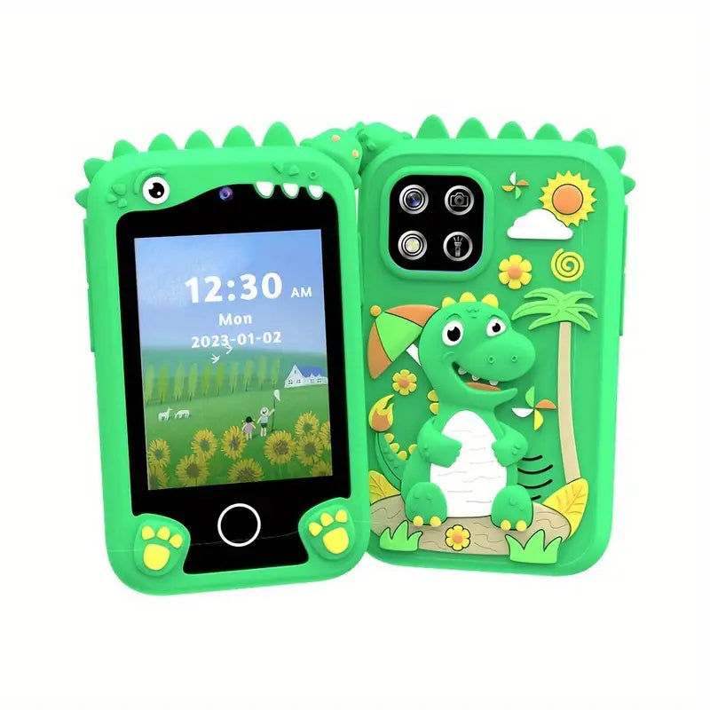 Kids' Educational Smartphone Toy with 2.8" HD Screen, Unicorn Design, Stereo Speakers, Media Card Reader, USB Charging, Rechargeable